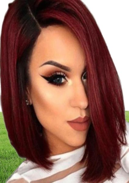 Beauté Ombre rouge Bob perruques pour femmes synthétique court blond noir marron perruque droite bordeaux cheveux résistant à la chaleur Fiber10151534903014