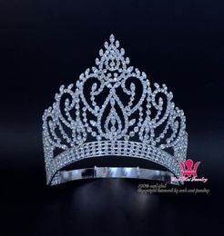 Premio al concurso de belleza Corona y tiara ajustables contorneadas en oro Cristal de diamantes de imitación Joyería para el cabello de boda nupcial Clásico Plata Oro 4452825