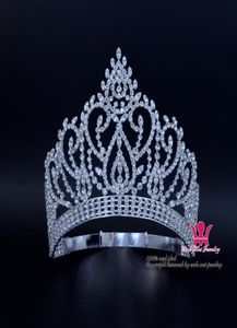 Beauty Pageant Award Goud Gevormde verstelbare kroon en Tiara Rhinestone Crystal Bridal Wedding Hair Sieraden Classic Silver Gold 9308468