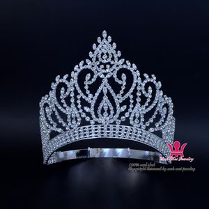 Beauty Pageant Award Goud Contoured Verstelbare Kroon En Tiara Strass Kristal Bruids Bruiloft Haar Sieraden Klassiek Zilver Goud 283e