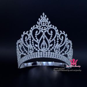 Beauty Pageant Award Goud Contoured Verstelbare Kroon En Tiara Strass Kristal Bruids Bruiloft Haar Sieraden Klassiek Zilver Goud 242S