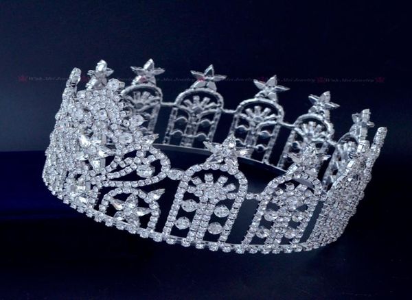 Concours de beauté Crwns ronds complets strass autrichiens cristal assurance qualité étoiles Miss USA couronne chapeaux diadèmes de haute qualité Mo239831945