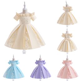 Belleza Rosa Azul Púrpura Champán Joya Vestidos del desfile de la niña Vestidos de niña de las flores Vestidos de fiesta/cumpleaños de la niña Faldas de todos los días para niñas Ropa para niños SZ 2-10 D326200