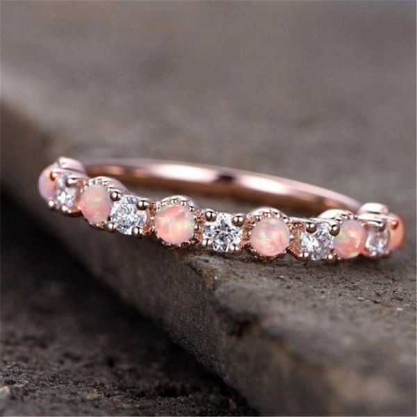 Anillos de compromiso de banda de boda de joyería de moda de aleación de lujo de princesa rosa de belleza para mujer anillo de oro rosa de acero inoxidable