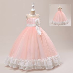 Beauté rose / blanc bijou robes de fille de fleur robes d'anniversaire de fille jupe de fête fille robe de tous les jours vêtements de fête pour enfants SZ 2-4 D322131