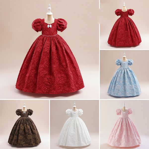 Beauté Rose Blanc Vin Bleu Marron Carré Robes de Reconstitution historique de Fille Robes de Fille de Fleur Robes d'anniversaire/de Fête de Fille Jupes de Tous Les Jours pour Filles Vêtements pour Enfants SZ 2-10 D326199