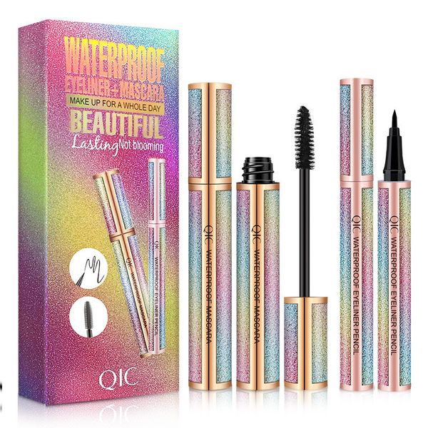 Beauty QIC Starry Sky Mascara Set 4D Eyeliner Extensión de pestañas Negro Grueso Alargamiento Mascara Maquillaje a prueba de agua