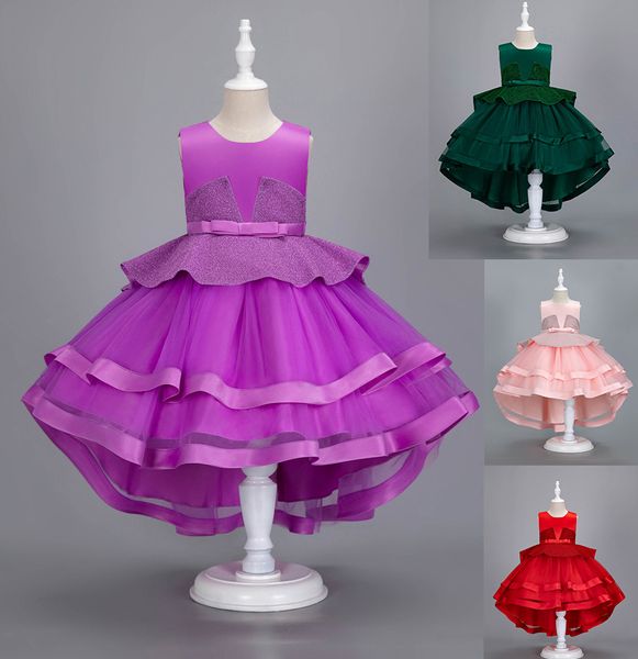 Belleza Rojo Púrpura Verde Rosa Joya Vestidos de fiesta/cumpleaños de niña Vestidos de desfile para niña Vestidos de niña de flores Faldas de todos los días para niñas Ropa para niños Talla 2-10 D401118