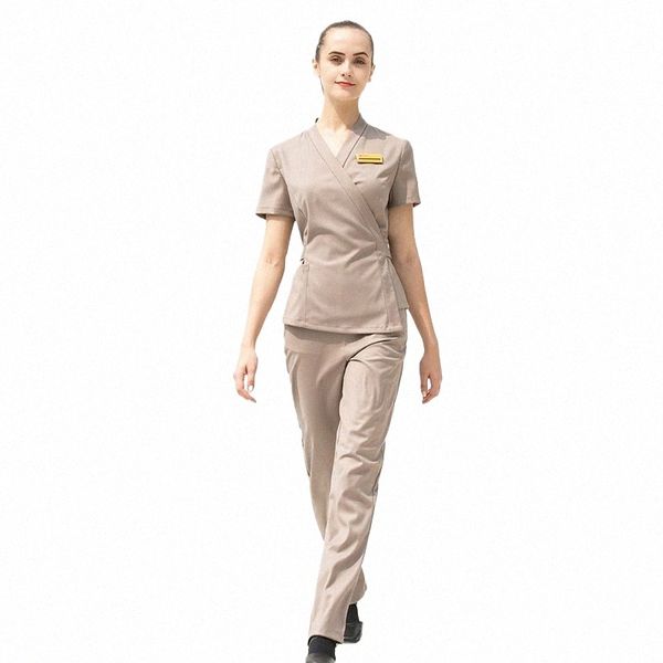 Sal de belleza, uniforme de esteticista, Spa, recogida de orejas, masaje, ropa de trabajo, nuevo estilo, uniforme de técnico de baño de pies, bata de trabajo para Club de Hotel P972 #