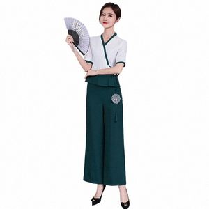 Belleza Sal Belleza Uniforme Hotel Frt Escritorio Camarero Baño de pies Spa Masaje Monos Sauna Técnico Esteticista Conjunto de ropa c27y #