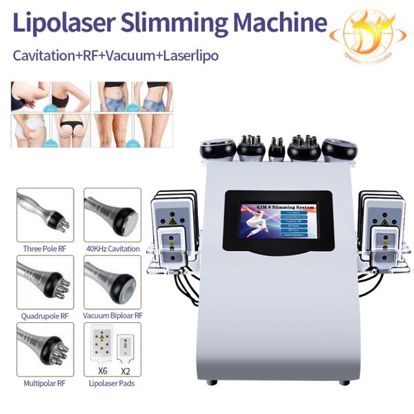 Salón de belleza profesional radiofrecuencia cuerpo vacío ultrasónico delgado cavitación Lipo máquina láser para pérdida de peso151