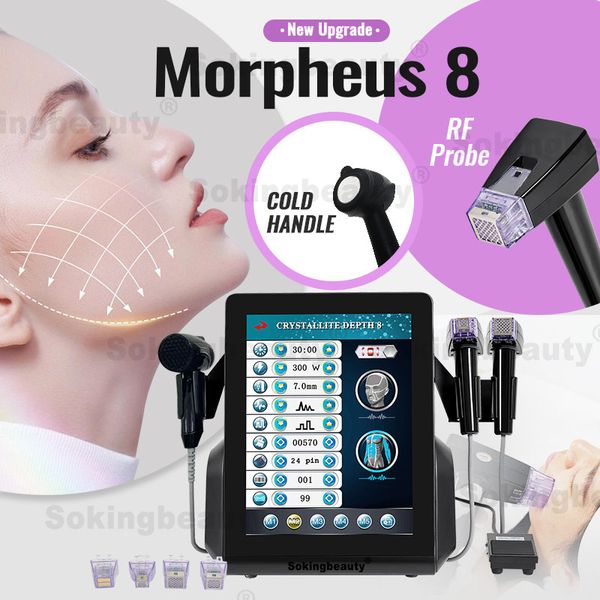 Salon de beauté3 en 1 Gold Morpheus 8 avec marteau froid Machine de microneedling RF portable Crystallite 8 mm de profondeur radiofréquence lifting du visage raffermissement de la peau