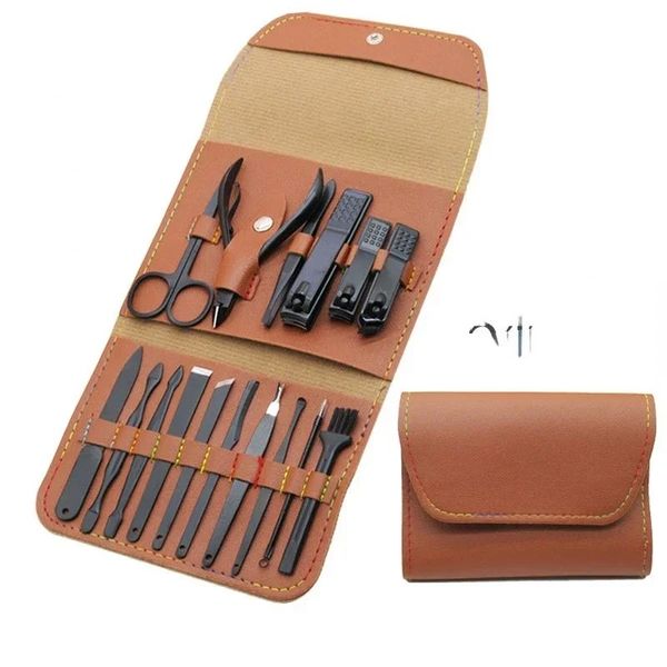 Beauty Set Manicure Tools Black 16 piezas Manicure Manicure Eagle Alliers Nail Clipper Manicure Set