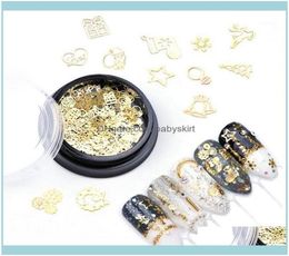 Beauty Sky Nail Decorations Art Salon Health Beauty Box Hollow Out Gold Glitter Sequins Snow Flakes Mixed Design for Arts Pillett2536361