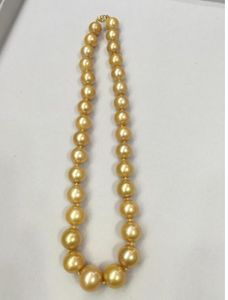 Schoonheid Strand / String 12-16mm South Sea Golden Pearl Necklace 14K / 20 Gold Clasp 18 ''