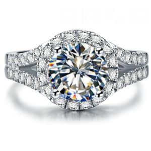 Schoonheidstest Positieve 2CT 8MM D-E Moissanite Diamond Ring S925 Engagement Sieraden voor Women210c