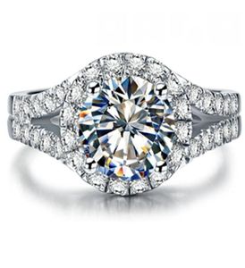 Schoonheidstest Positief 2CT 8mm de Moissanite Diamond Ring S925 Betrokkenheid sieraden voor vrouwen6261248