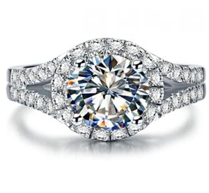 Schoonheidstest Positief 2CT 8mm de Moissanite Diamond Ring S925 Betrokkenheid sieraden voor vrouwen3901380