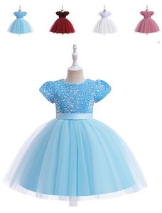 Beauté Blanc Vin Bleu Rose Bijou Robes De Fille De Fleur Robes D'anniversaire De Fille Jupe De Fête Fille Robe De Tous Les Jours Vêtements De Fête Pour Enfants SZ 2-4 D323139