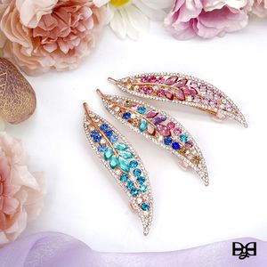 Beauté Femmes Mode Pince À Cheveux Ruban Creative Feuille Cristal Alliage Strass Barrette Épingle À Cheveux Bandeau Coréen Cheveux Accessoires 1360