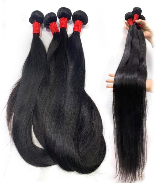 Beautystarquality Long Virgin Raw Indien Human Hair Extensions Wave droite 36 38 40 pouces de cheveux vierges non traités tisser1352180