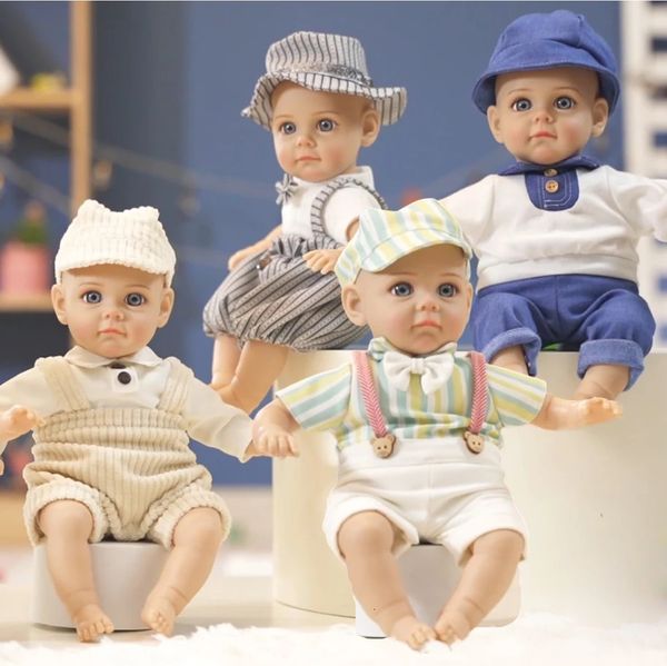 Bebe Reborn Doll 14 pulgadas 35 cm niño bebé con ropa de moda piel suave cuerpo de algodón realista regalo para niños 240129