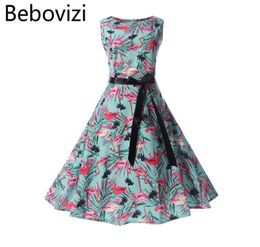 Bebovizi modemerk afdrukken Hepburn vintage retro dames039s jurk rockabilly big hemlines swing party jurk female2436814