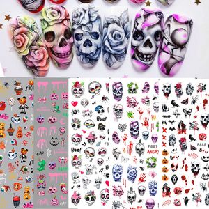 Rouge Père Noël Nail Art Décoration Autocollant 2022 Unique Ongles Pingouin Flocon De Neige Hiver Nouvel An 3D Curseurs Manucure Décor Halloween