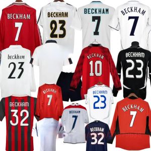 Beckham Retro Soccer Jerseys 96 97 98 99 02 04 Classic Football Shirts Englands Kids 1998 2002 Vintage Football 05 06 07 Madrids rétro Kit de chemise à manches longues Z 3.25