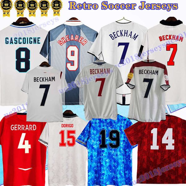 BECKHAM Retro Soccer Jerseys 96 98 99 02 04 Chemises de football classiques Angleterre Enfants 10 12 13 Vintage Football 05 06 07 Kit de chemise rétro