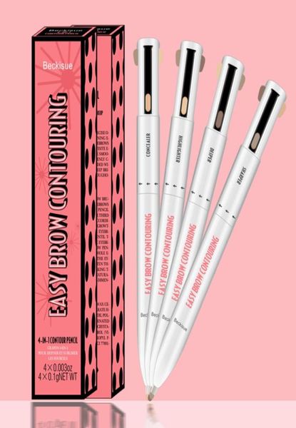 Beckisue 4 en 1 crayon à sourcils 4 couleurs Set stylo set front contour progment pigment longue durée