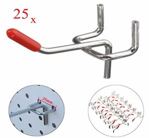 BECORCE 25PCS 50 mm Longueur Crochets Panneaux Boîte à lattes Mur de vente au détail Shop PEG PEG HOME HOW HAND CHROME METAL 115KG CHARGEMENT 203431026