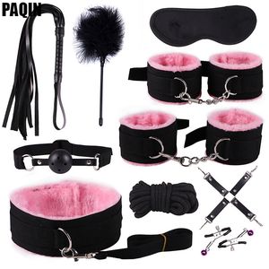 Bed Bondage Set BDSM Kits sexy Speelgoed Voor Volwassenen Games Tepelklemmen Volwassen Vrouw Koppels Anale Butt Plug Tail