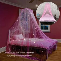 Ciel de lit pour filles avec étoiles brillantes - Ciel de bébé rose princesse pour filet de lit, décoration de chambre, tente de plafond, rideaux de lit pour enfants 240220
