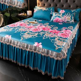 Sets de vestir de cama Cajas de almohada de sábana de encaje 3 piezas/set para rey/rey de dos tamaños camas de cama de cama de cama de moda 240418