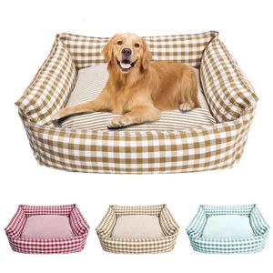 Lit pour chien chats chiot maison chenil intérieur chiens petit moyen chat animal de compagnie canapé meubles de couchage fournitures accessoires 240328