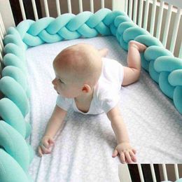 Bedrails 1M/2M/Babybumper Handgemaakte Weven Gevlochten Knoop Kussen Kussen Voor Baby Bebe Wiegbeschermer Cot Room Decor Drop Delivery Ki Otyqv