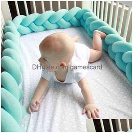 Rails de lit 1M / 2M / bébé pare-chocs fait à la main tissage lit tresse noeud oreiller coussin pour bébé bébé berceau protecteur lit chambre livraison directe bébé Dhtkr