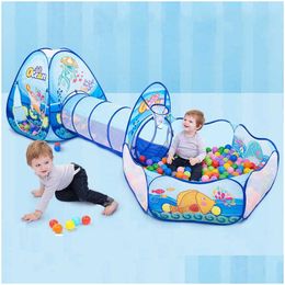 Bed Rails 3 PC/Lote Playpen Playpen fácil Plegado para niños Tienda de juegos de juegos con túnel Agranado Parque de bola de bola 210831 Drop del DH1NX