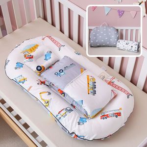 Bedrails 3 stks draagbaar babybed met kussen quilt wieg beddengoed set voor babyjongen geboren nest baby slapende reisbedden bassinet bumper 230816