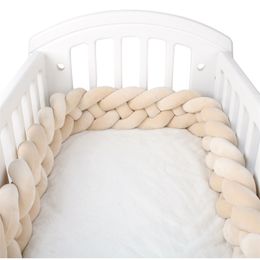 Bed Rails 4 Strengen Baby Crib Braid Bumper Cot Side Protector Baby Bebe Beddengoed Set Voor Baby Meisjes Jongens Braid knoop Kussen Kussen Decor 220827