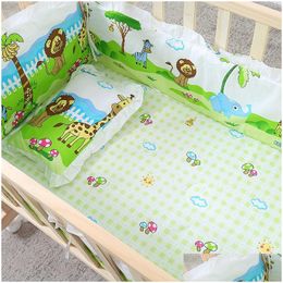 Bedrails 5 stks baby beddengoed set geboren pure katoenen omtrek matras kussen kit baby cartoon patroon krib surround cot hek druppel otwcy