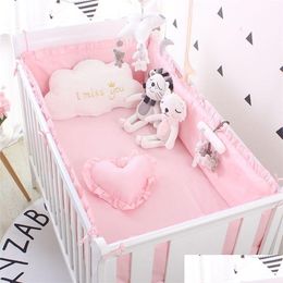 Поручни для кровати Princess Pink, комплект детского постельного белья из 100% хлопка, детская кроватка для девочек и мальчиков, моющаяся кроватка, 4 бортика, 1 лист, Прямая доставка Kids M Ot6Su