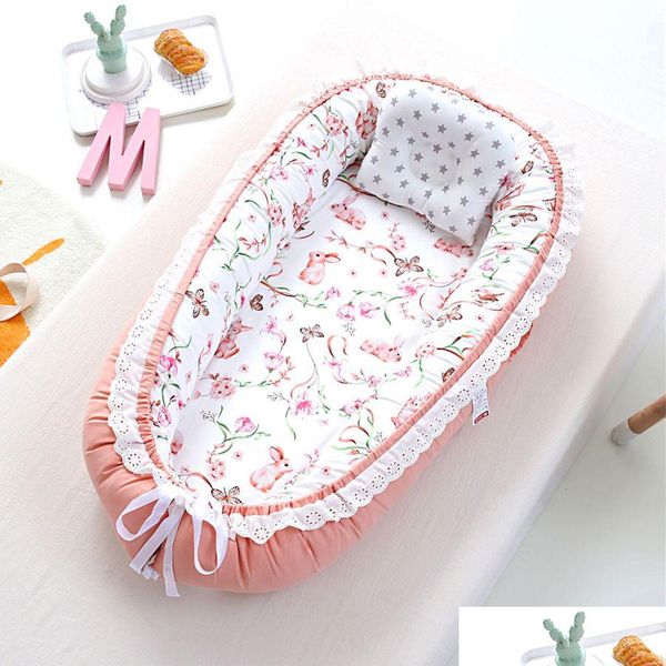 Rieles de cama Slee Portable Born Bassinet Travel Plegable Cuna infantil Cuna Lace Baby Princess Nest Parachoques 230601 Drop Entrega DHMX3