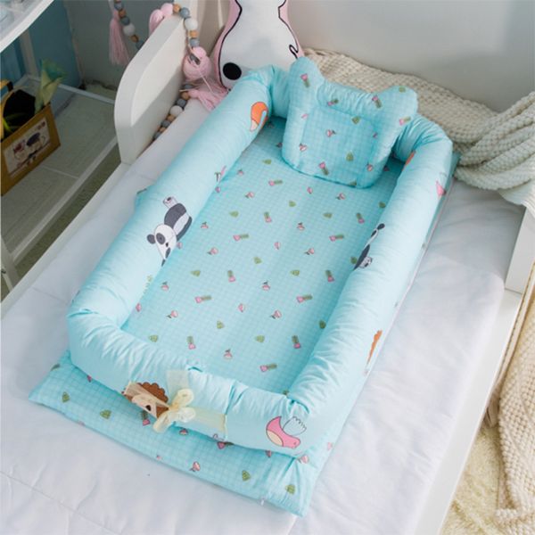 Rails de lit Voyage 90x50cm Nid de bébé avec oreiller Infant Toddler Coton Berceau pour né Portable Berceau Berceau Pare-chocs 230601