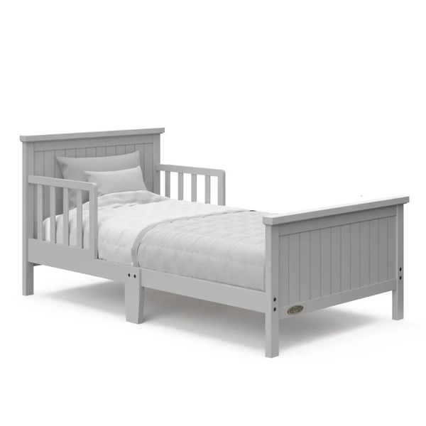 Barrières de lit en bois simples pour enfants, garde-corps inclus, gris galet 231211