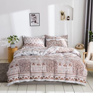 Bedbladen sets ingerichte platte vellen 3 stks Bruin Twin Double Queen King Beddengoed Sets Tiener Kinderen Quilt Cover Bed kussenslopen