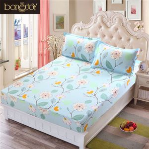 Lençol de cama com capa flor azul impressa roupa de cama tamanho queen capas de colchão conjuntos de lençol com elástico para tamanho king