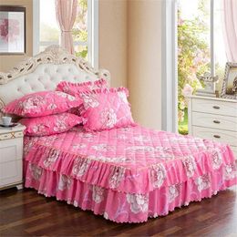 Jupe de lit 150x200cm, drap-housse à fleurs, couverture épaisse, couvre-lit gracieux, chambre à coucher, cadeau de pendaison de crémaillère de mariage