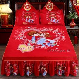 Falda de cama, 1 pieza, colcha de lijado gruesa, sábana bajera ajustable para boda, falda de cama King Queen suave antideslizante para cama de 1,2 m/1,5 m/1,8 m/2,0 m 230510